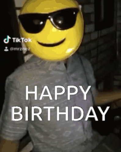 Man in Smiley Mask and Sunglasses Says Happy Birthday