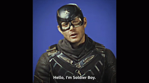 Man in Soldier Boy Costume Saying Hello