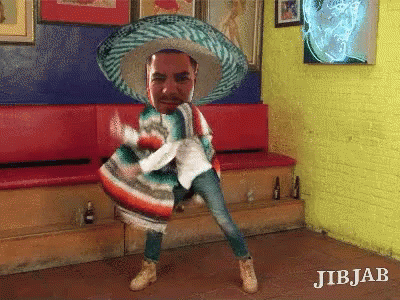 Man in Sombrero and Poncho Dancing JibJab