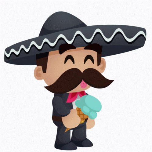 Man in Sombrero Holding Blue Ice Cream
