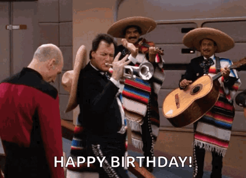 Man in Sombrero Playing Trumpet Happy Birthday
