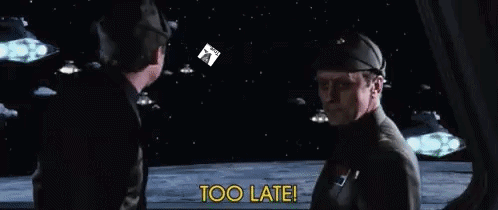 Man in Spaceship Says Too Late While Man Thrown in Air