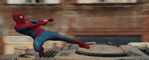 Man in Spider-Man Costume Holding Web