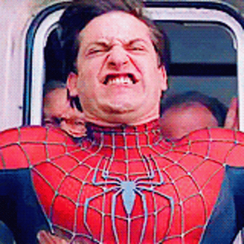 Man in Spider Man Costume Making Funny Face