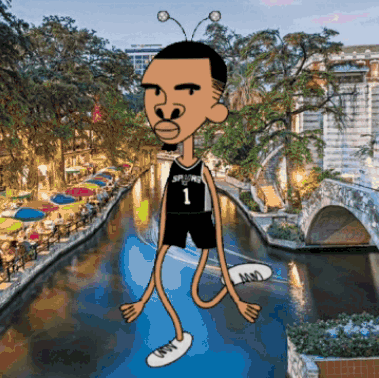 Man In Spurs Jersey Walking Down River GIF