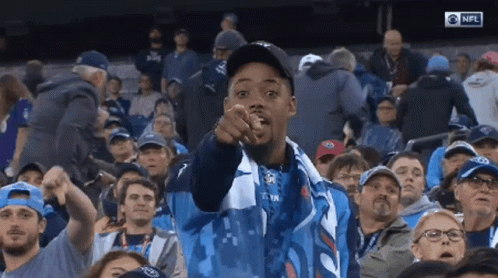 Man In Stadium Pointing At Camera With NFL Logo GIF