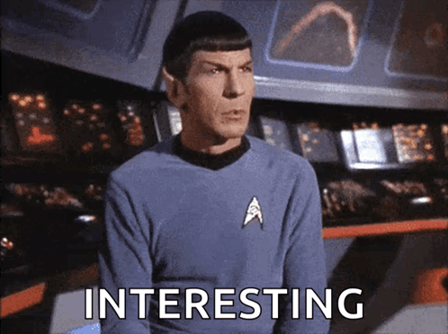 Man In Star Trek Uniform Saying Interesting GIF