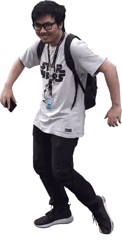 Man In Star Wars T-Shirt And Backpack