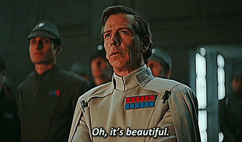 Man in Star Wars Uniform Saying Oh It's Beautiful