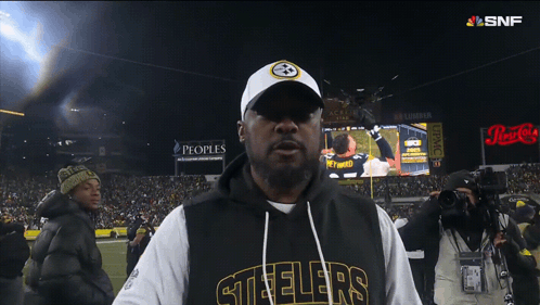 Man in Steelers Sweatshirt and Hat