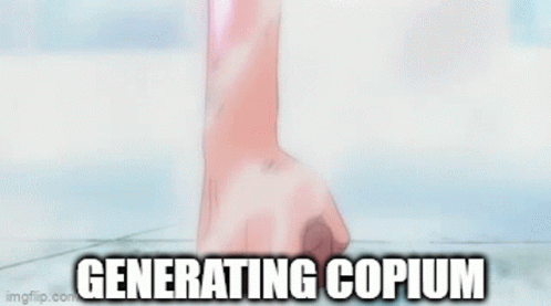 Man In Straw Hat Squatting Generating Copium GIF