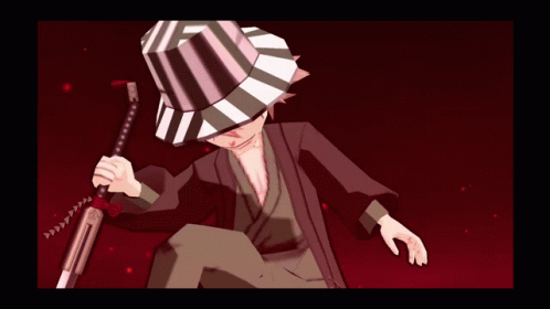 Man In Striped Hat With Sword GIF