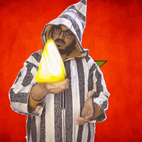 Man In Striped Jacket Holding Yellow Object GIF