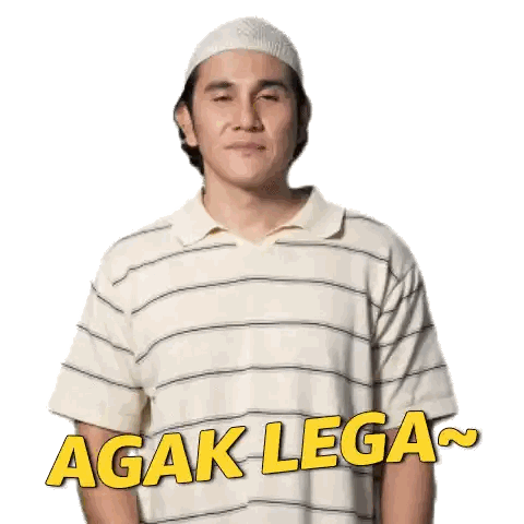Man in Striped Shirt and White Hat Says Agak Lega