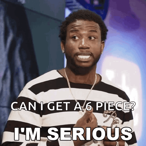 Man in Striped Shirt Asking for Six