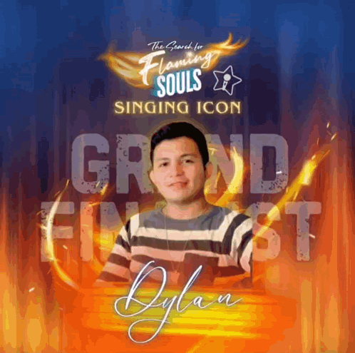 Man in Striped Shirt Flaming Souls Singing Icon