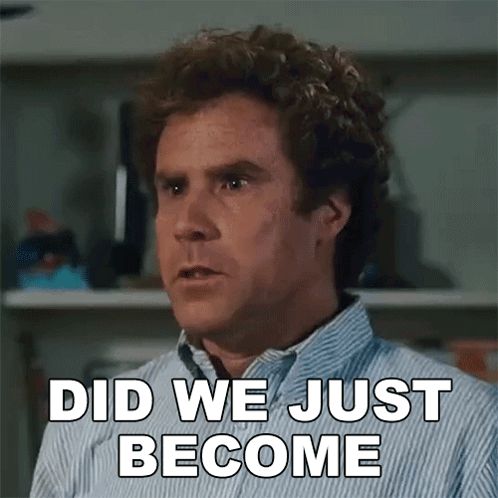 Man in Striped Shirt Saying Did We Just Become