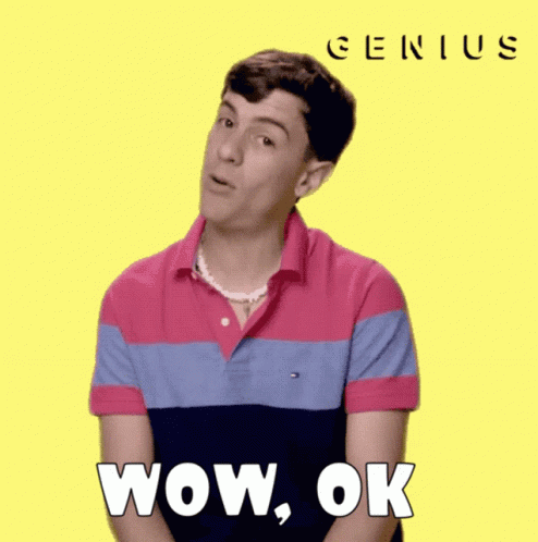 Man in Striped Shirt Saying Wow Ok