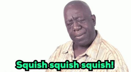 Man In Striped Shirt Says Squish Squish Squish GIF