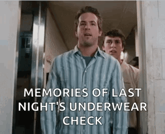 Man In Striped Shirt Standing In Doorway Next To Man In White Shirt GIF