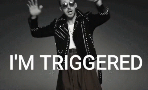 Man in Studded Jacket and Sunglasses Says I'm Triggered