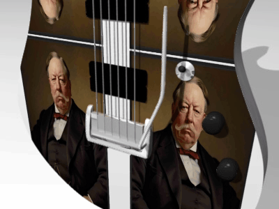 Man In Suit And Bow Tie On Guitar Back GIF