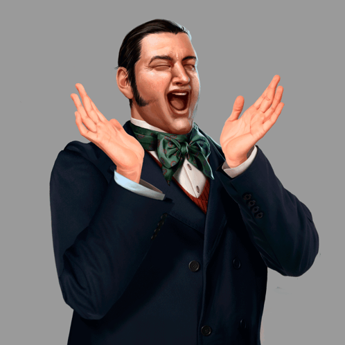 Man in Suit and Bow Tie Screaming Hands in Air