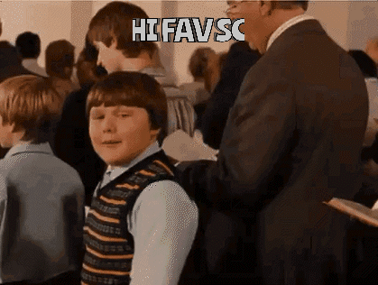 Man in Suit and Boy in Striped Vest Saying Hi Favsc
