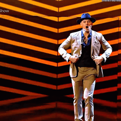 Man in Suit and Hat Dancing Show