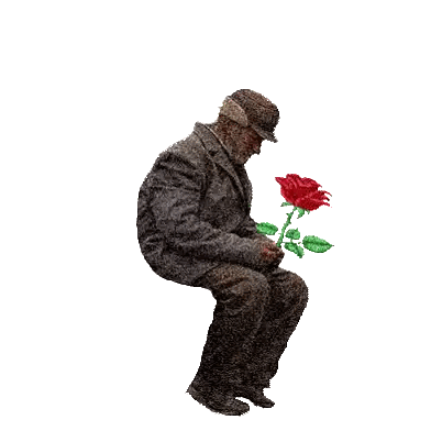 Man in Suit and Hat Holding Red Rose