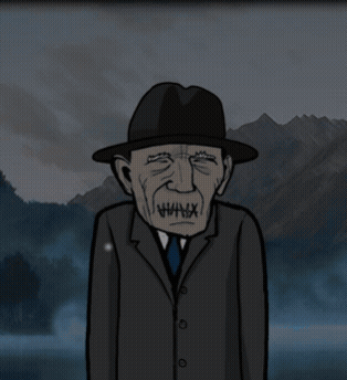 Man in Suit and Hat With X on Mouth