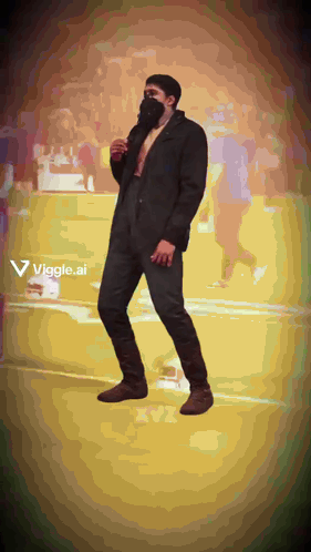 Man In Suit And Mask Dancing Viggle Ad GIF
