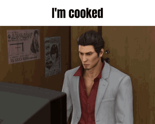 Man In Suit And Red Shirt I'm Cooked GIF