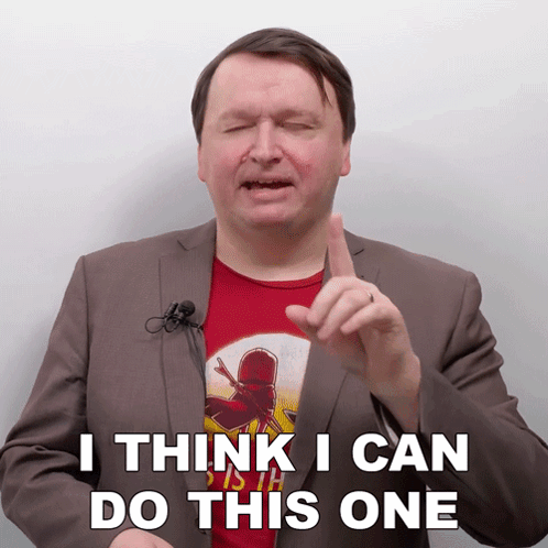 Man In Suit And Red Shirt Says I Think I Can Do This One GIF