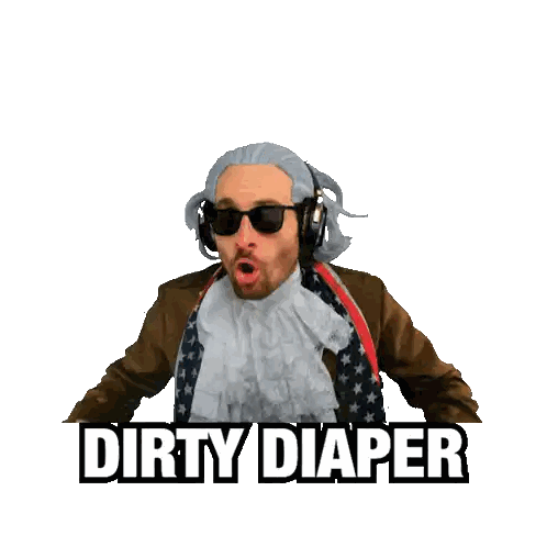 Man in Suit and Scarf Saying Dirty Diaper