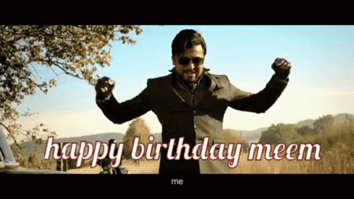 Man in Suit and Sunglasses Dancing Happy Birthday Meem