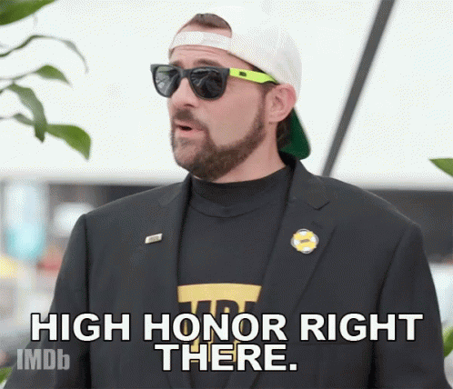 Man In Suit And Sunglasses Says High Honor Right There GIF