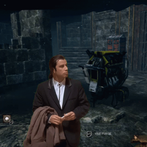 Man in Suit and Tie and Vile Purse Button