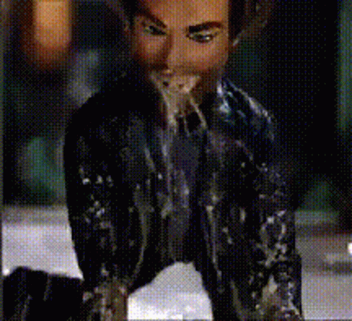 Man in Suit and Tie Covered in White Liquid