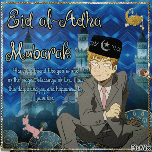 Man in Suit and Tie Eid al-Adha Mubarak
