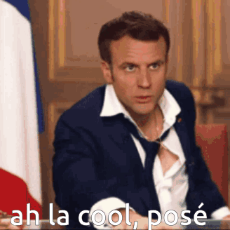 Man in Suit and Tie French Flag Ah La Cool Pose
