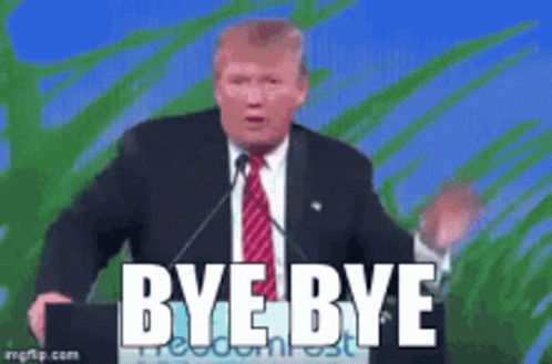 Man in Suit and Tie Giving Speech Says Bye Bye
