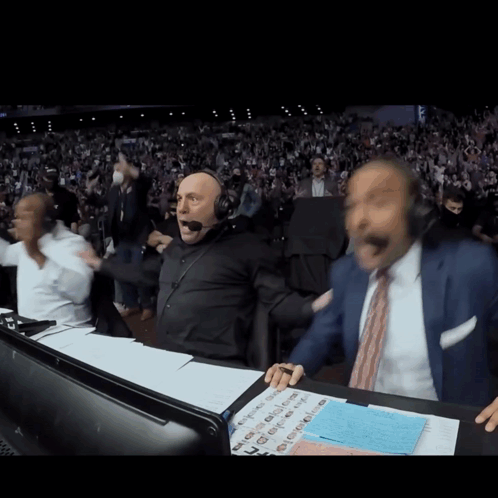 Man In Suit And Tie Headset Watching Game GIF