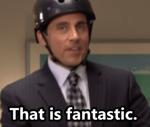 Man in Suit and Tie Helmet Says That Is Fantastic