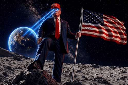 Man in Suit and Tie Holding American Flag