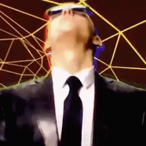Man In Suit And Tie Looking Up With Sunglasses GIF
