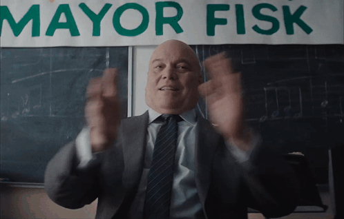 Man in Suit and Tie Mayor Fisk Banner