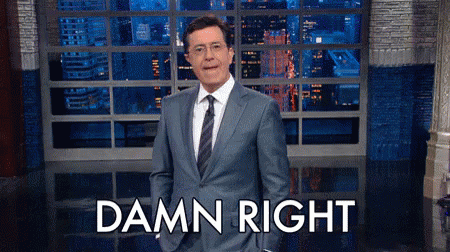 Man in Suit and Tie Saying Damn Right