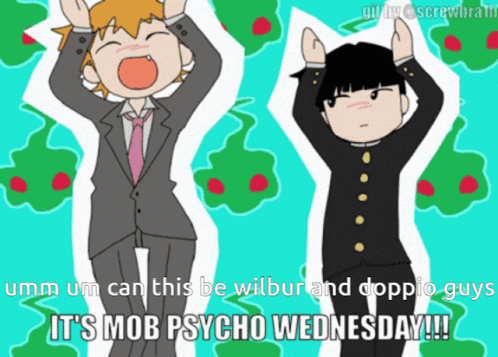 Man in Suit and Tie Saying It's Mob Psycho Wednesday