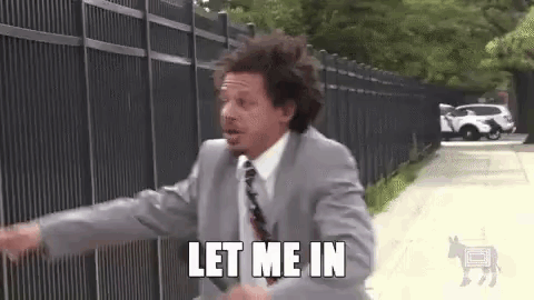 Man In Suit And Tie Saying Let Me In GIF